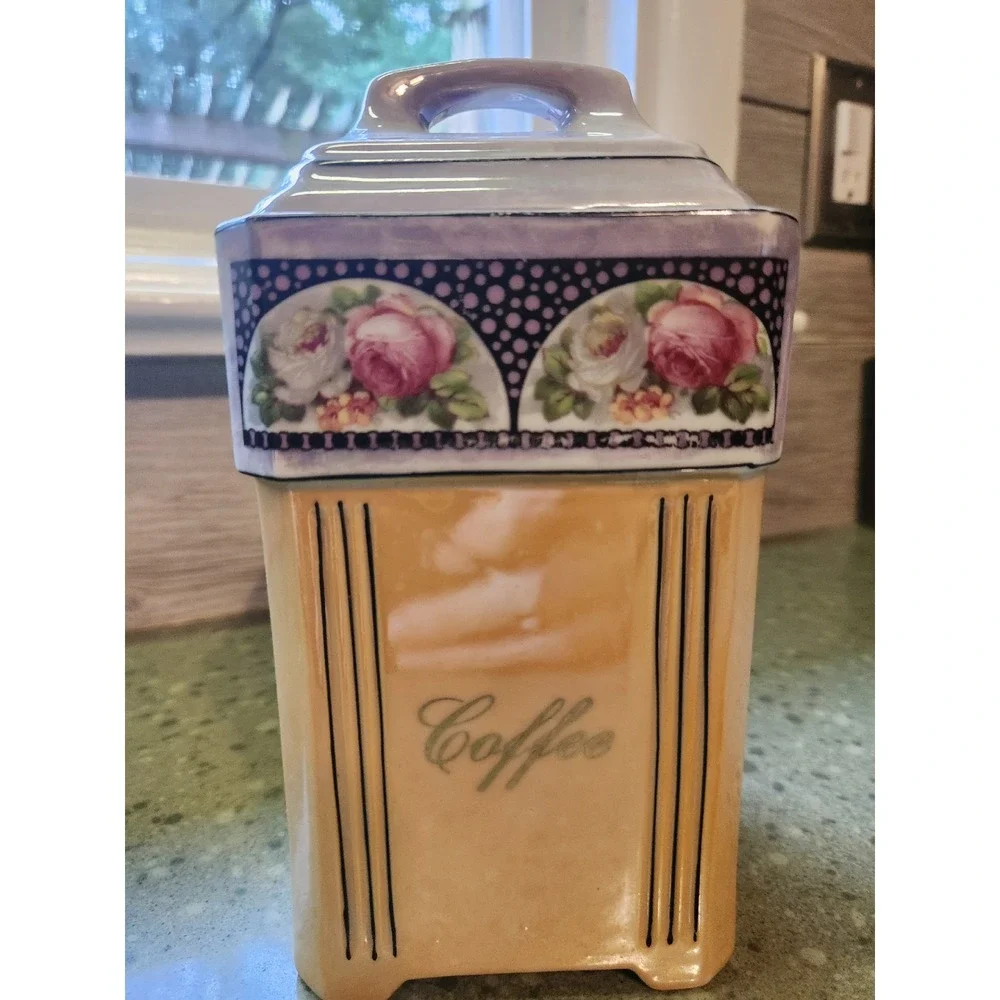 Vintage 1920s-40s Mepoco Germany Ceramic or Porcelain Coffee Canister